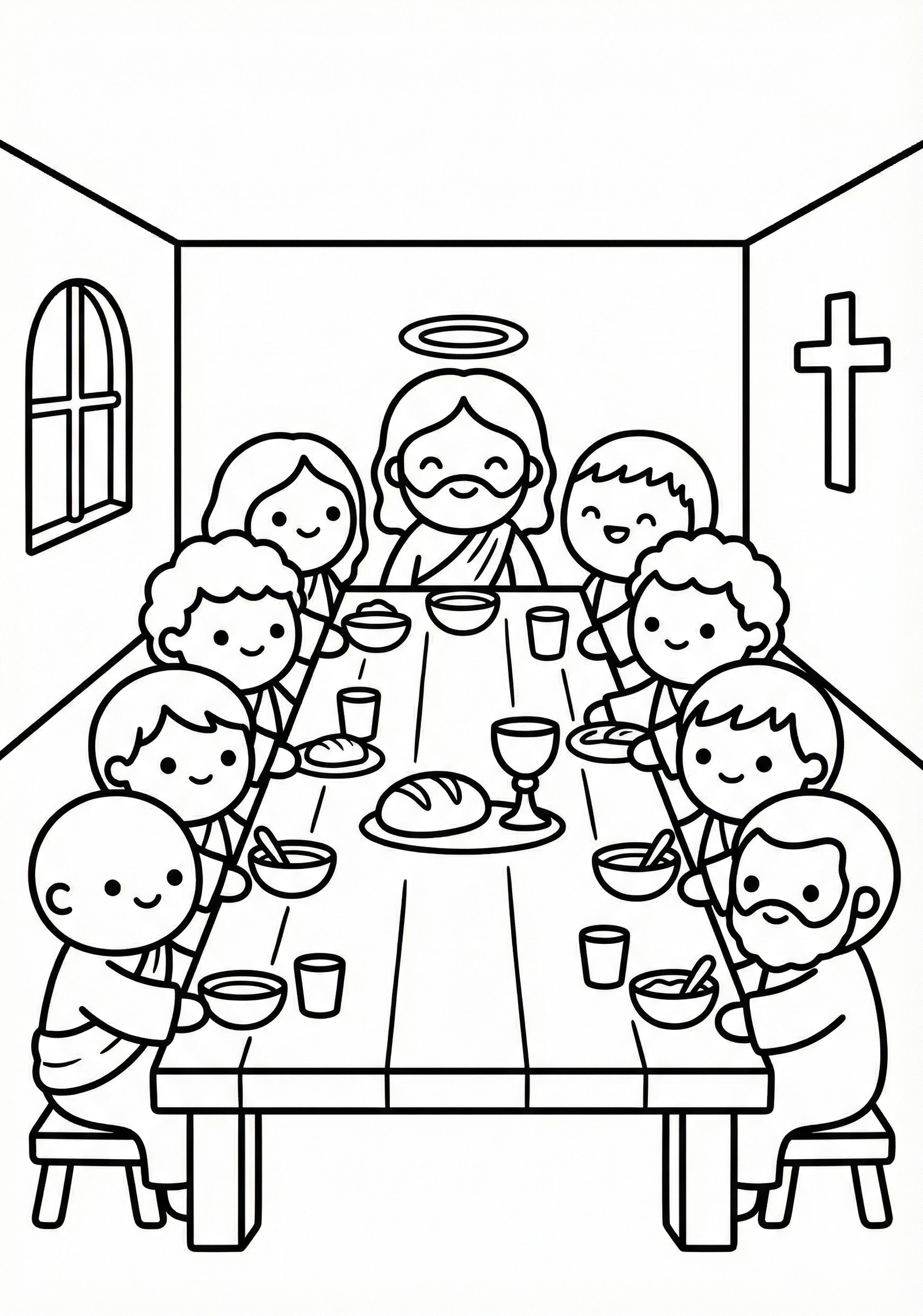 Santa Ceia para colorir