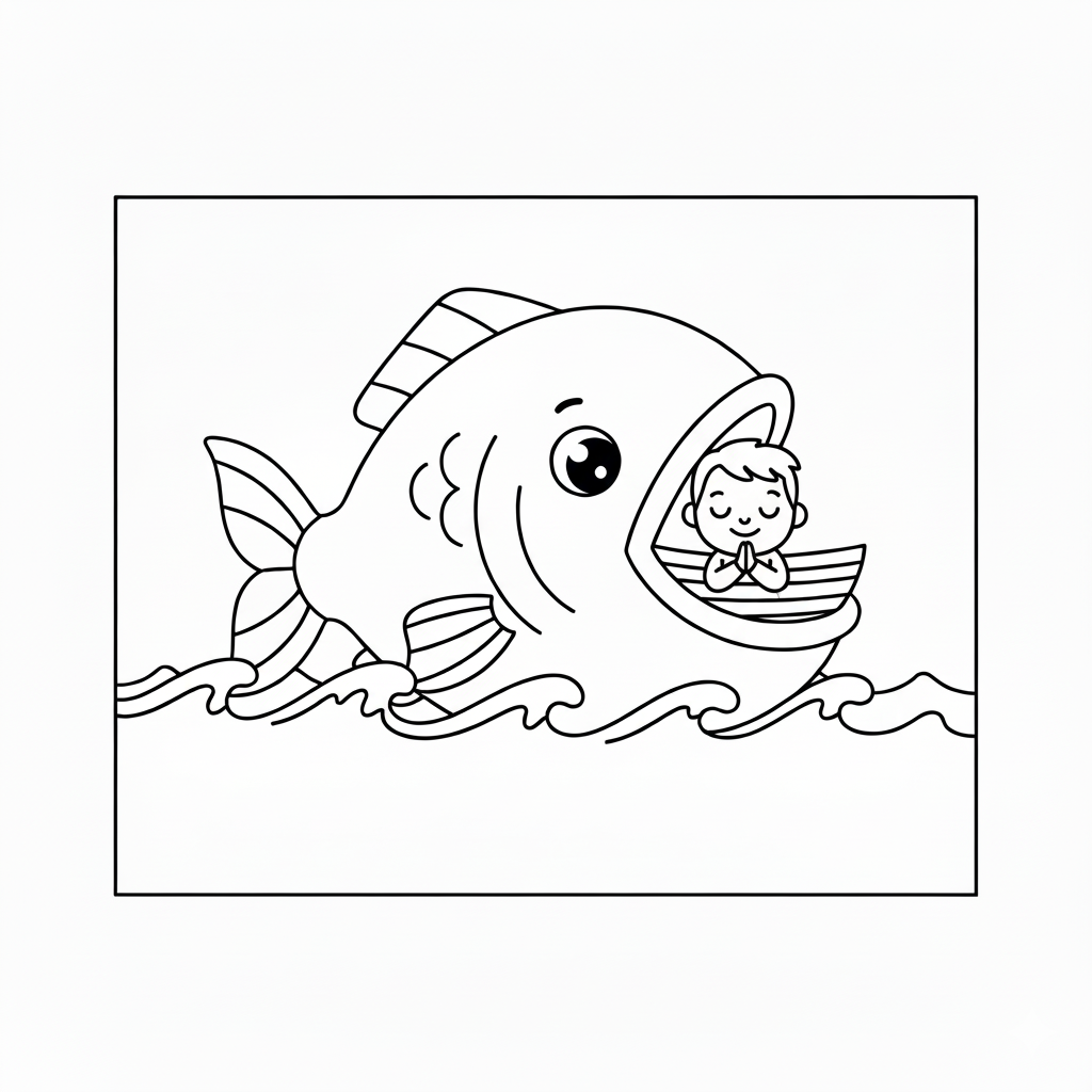 Jonas e a baleia para colorir