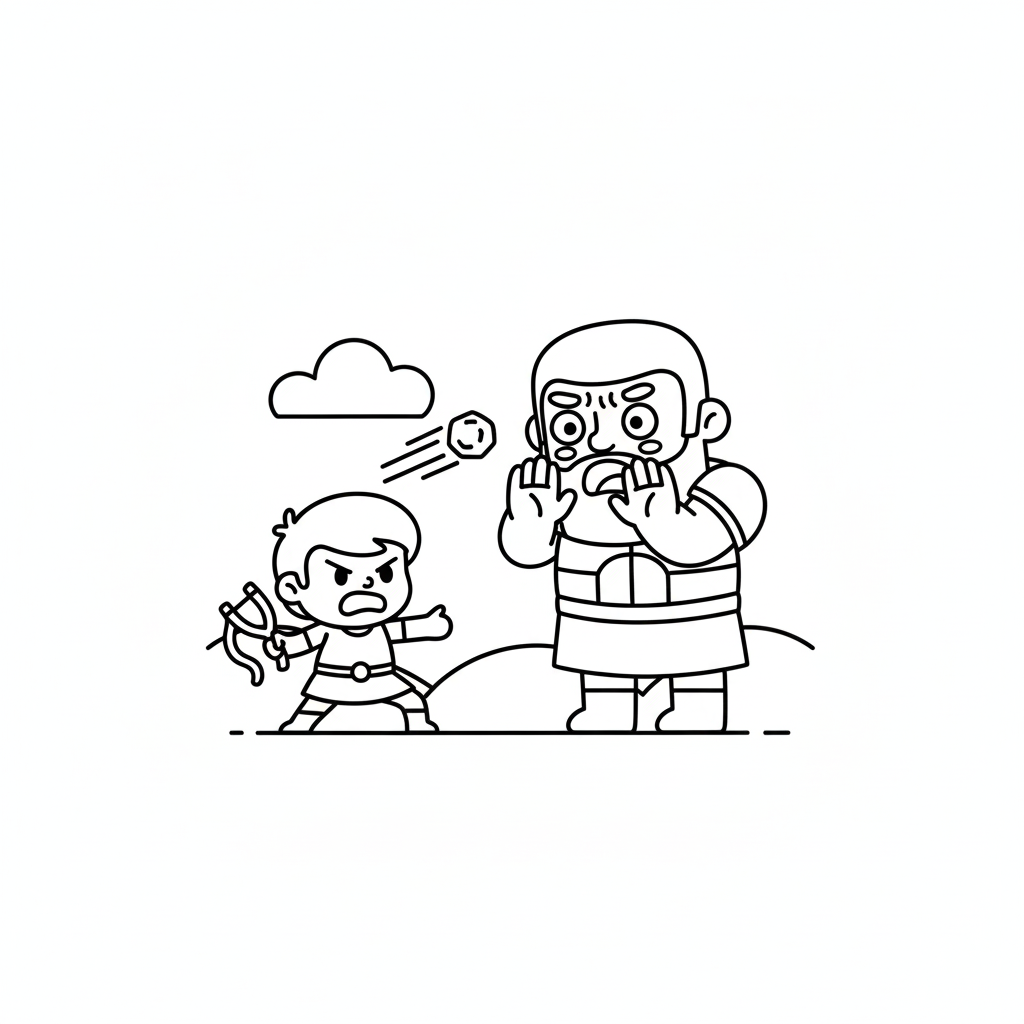 Davi e Golias para colorir