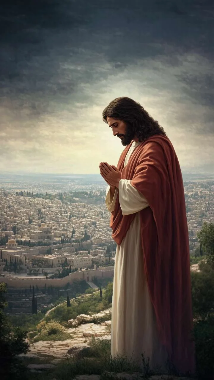 Jesus orando por Jerusalém